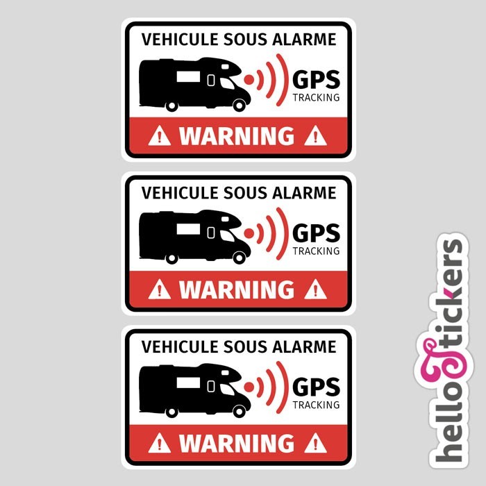 Stickers autocollants alarme camping car gps tracking - Stickers  Autocollants personnalisés