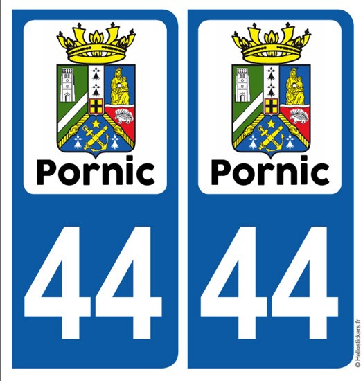 autocollant Pornic blason 44 pour plaque immatriculation stickers