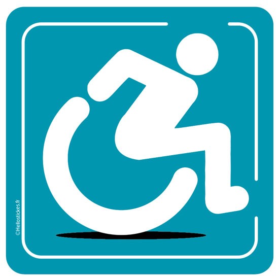 Sticker autocollant fauteuil roulant handicapé à bord accès