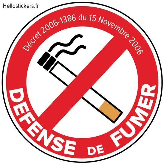 Panneau zone non fumeur anti tabac (REFQ173) - Sticker