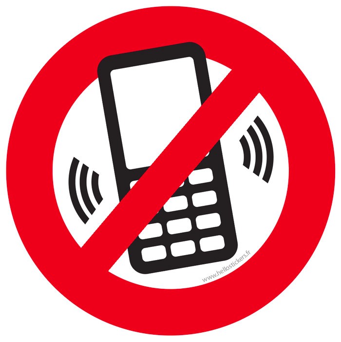 Autocollant Panneau téléphones portables interdits