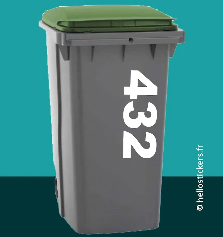 sticker numero de rue pour conteneur poubelle - ref 290123
