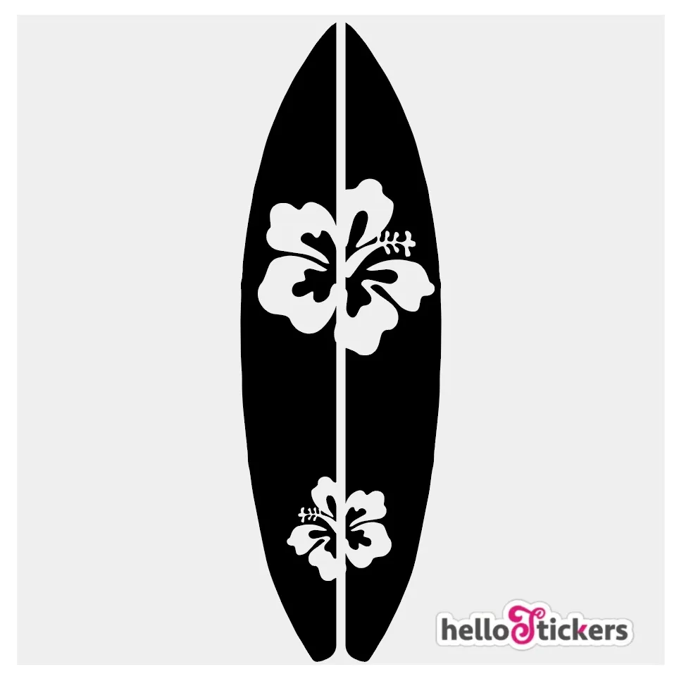 planche de surf et fleur exotique sticker/autocollant - ref 010623 - Stickers  Autocollants personnalisés