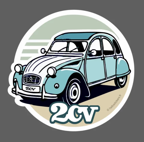 sticker 2cv Citroën collection autocollant, Sticker 2CV Citroën voiture vintage, Autocollant rétro pour Citroën 2CV